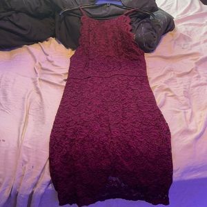 Wine red lace dress
